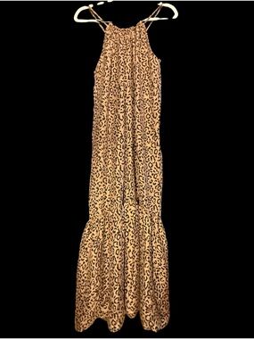 Unsubscribed 100% Silk Leopard Print Halter Maxi Dress NWT